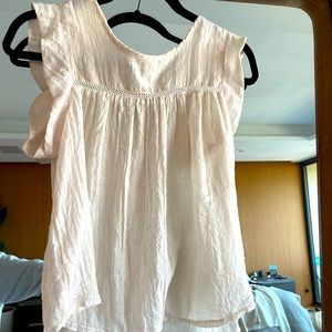 Babydoll Cream Tank top with ruffle sleeve